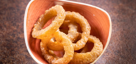 Onion rings in a bowl